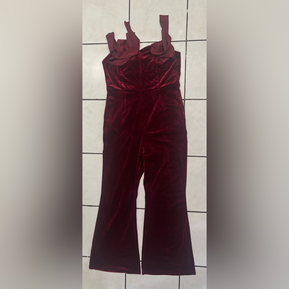 2/$35 Velvet Burgundy Jumpsuit size L